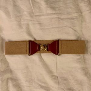 Anthropologie Leather and Gold Stretchy Belt - M